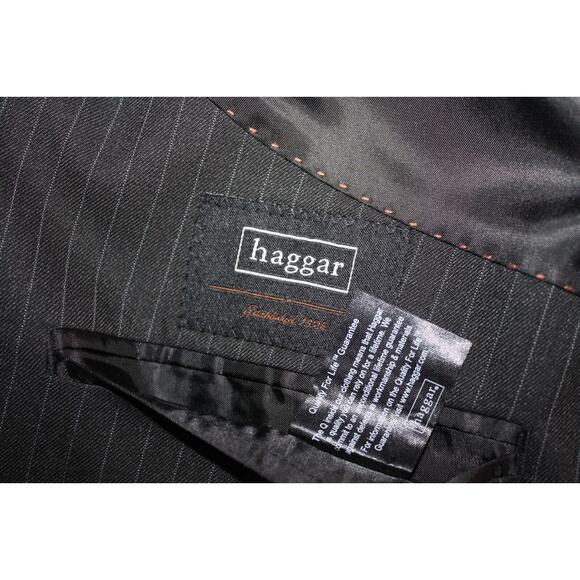 Haggar Men's Blazer Suit Jacket Black & Stripped Size 46L Classic Fit - Picture 7 of 11